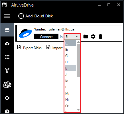 Буква диска AirLiveDrive