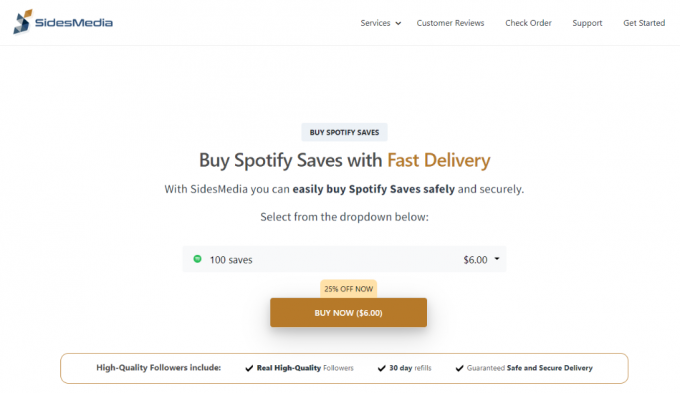 SidesMedia Купить сохранения Spotify