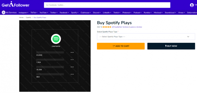 GetAFollower Купить Spotify Plays