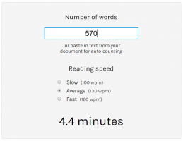 Найдите время чтения вашей речи на основе количества слов