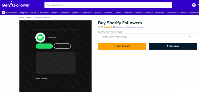 GetAFollower Купить подписчиков Spotify